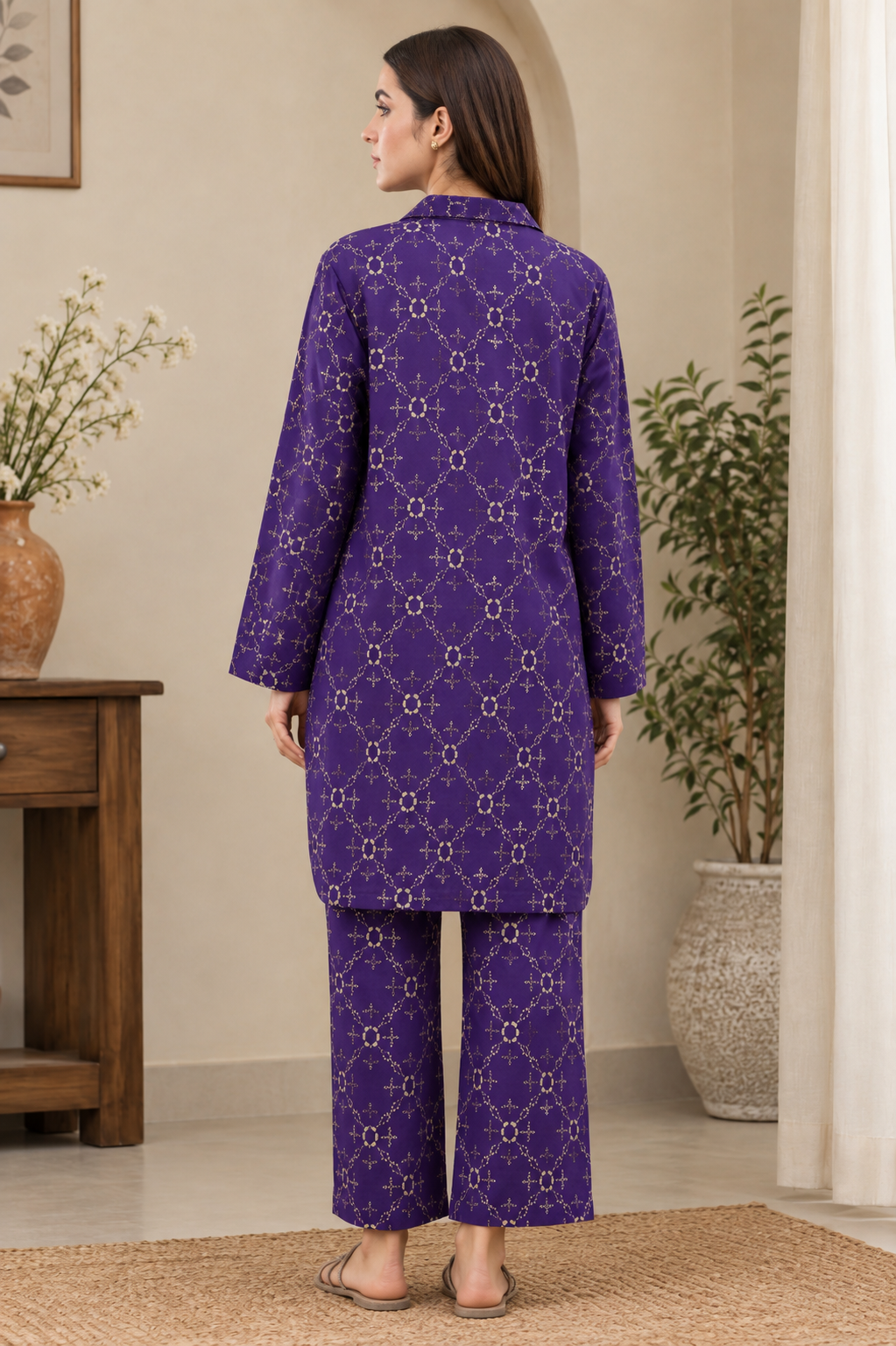 2 Piece Embroidered Linen