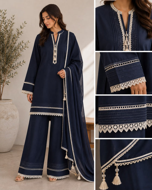 Midnight Navy Lace 3-Piece Set