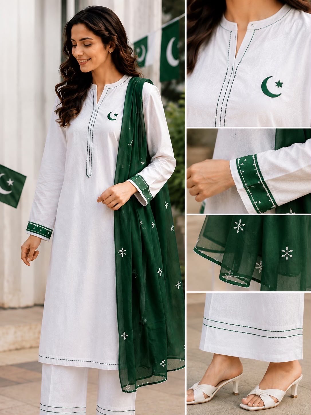Pearl & Emerald Crescent 3-Piece Set
