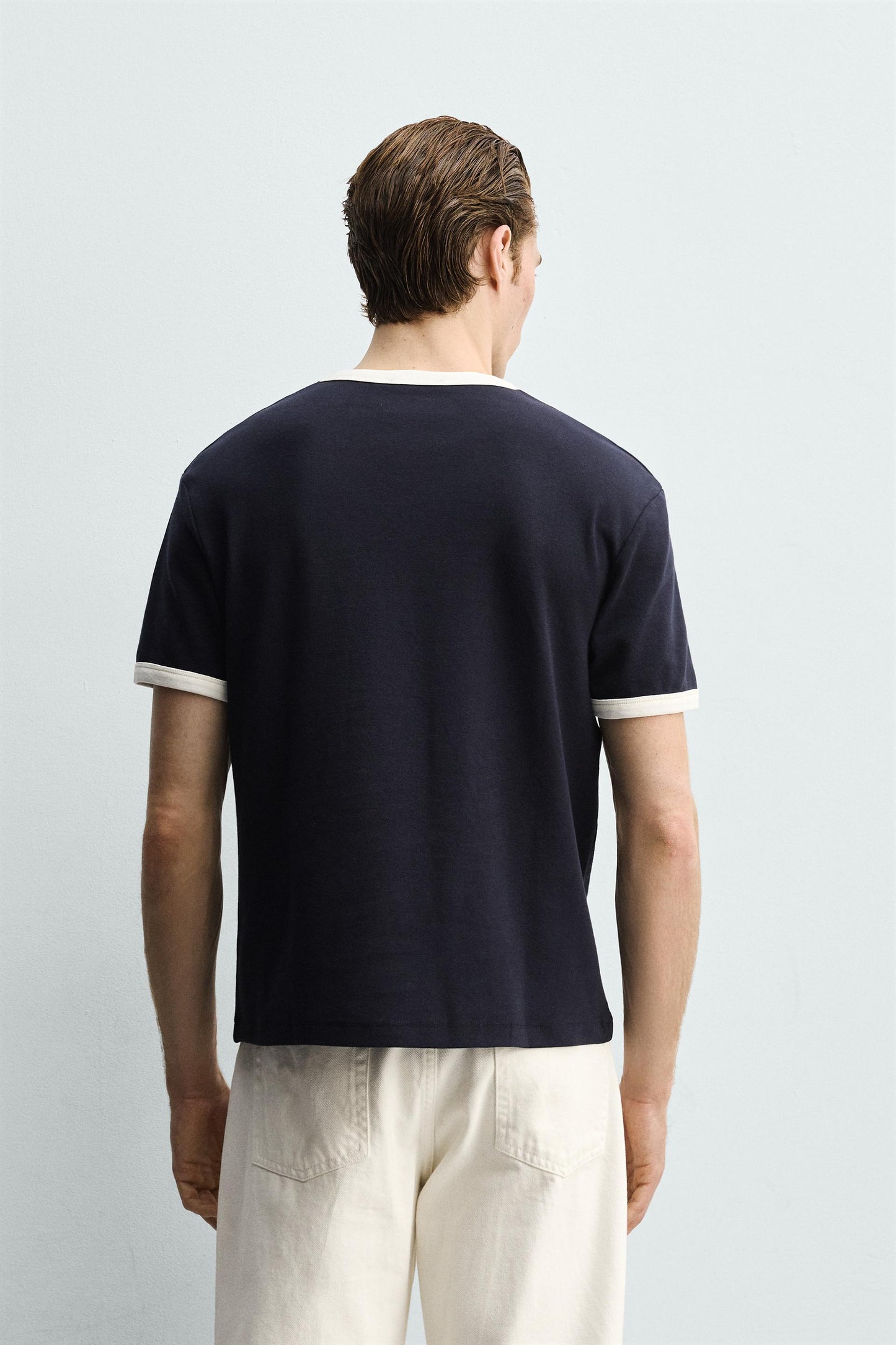 RINGER BASIC CONTRAST RIBBED T-SHIRT
