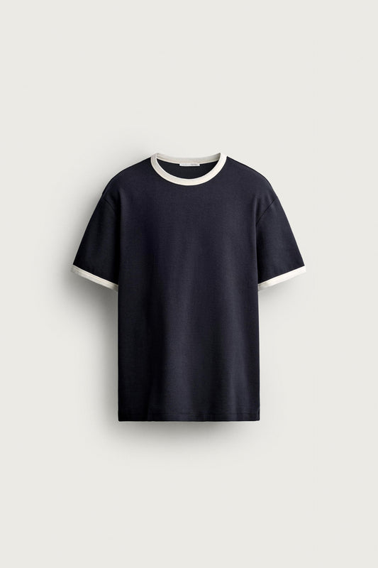 RINGER BASIC CONTRAST RIBBED T-SHIRT