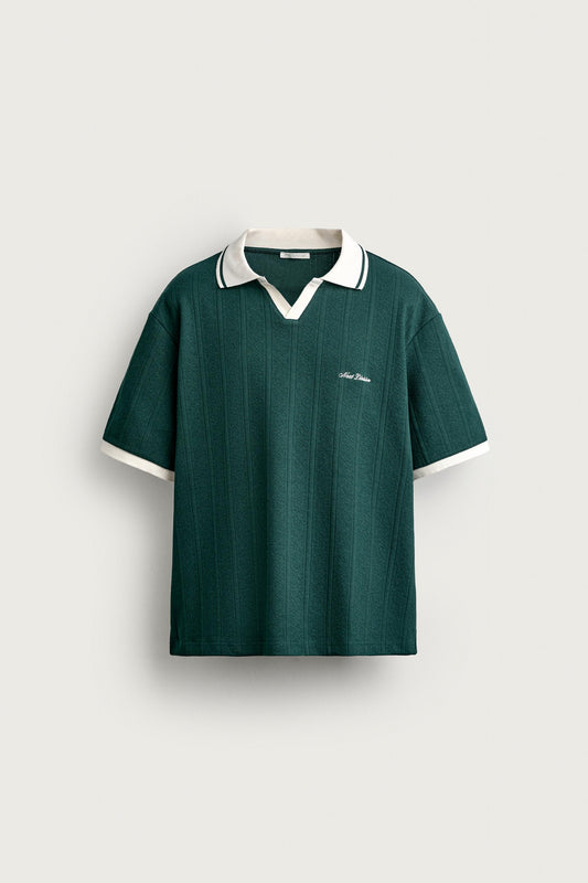 RELAXED FIT EMBROIDERED TEXT POLO SHIRT