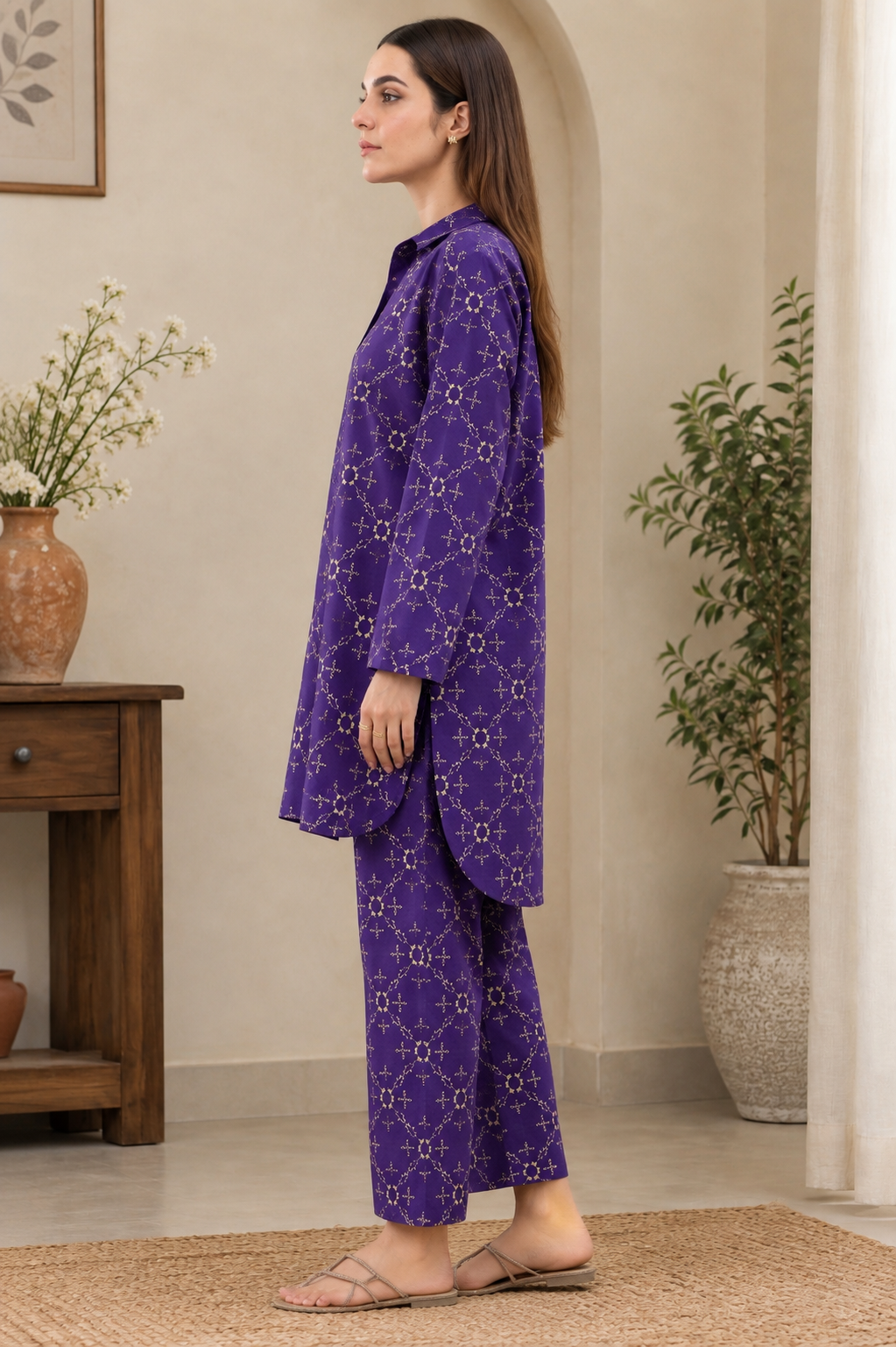 2 Piece Embroidered Linen