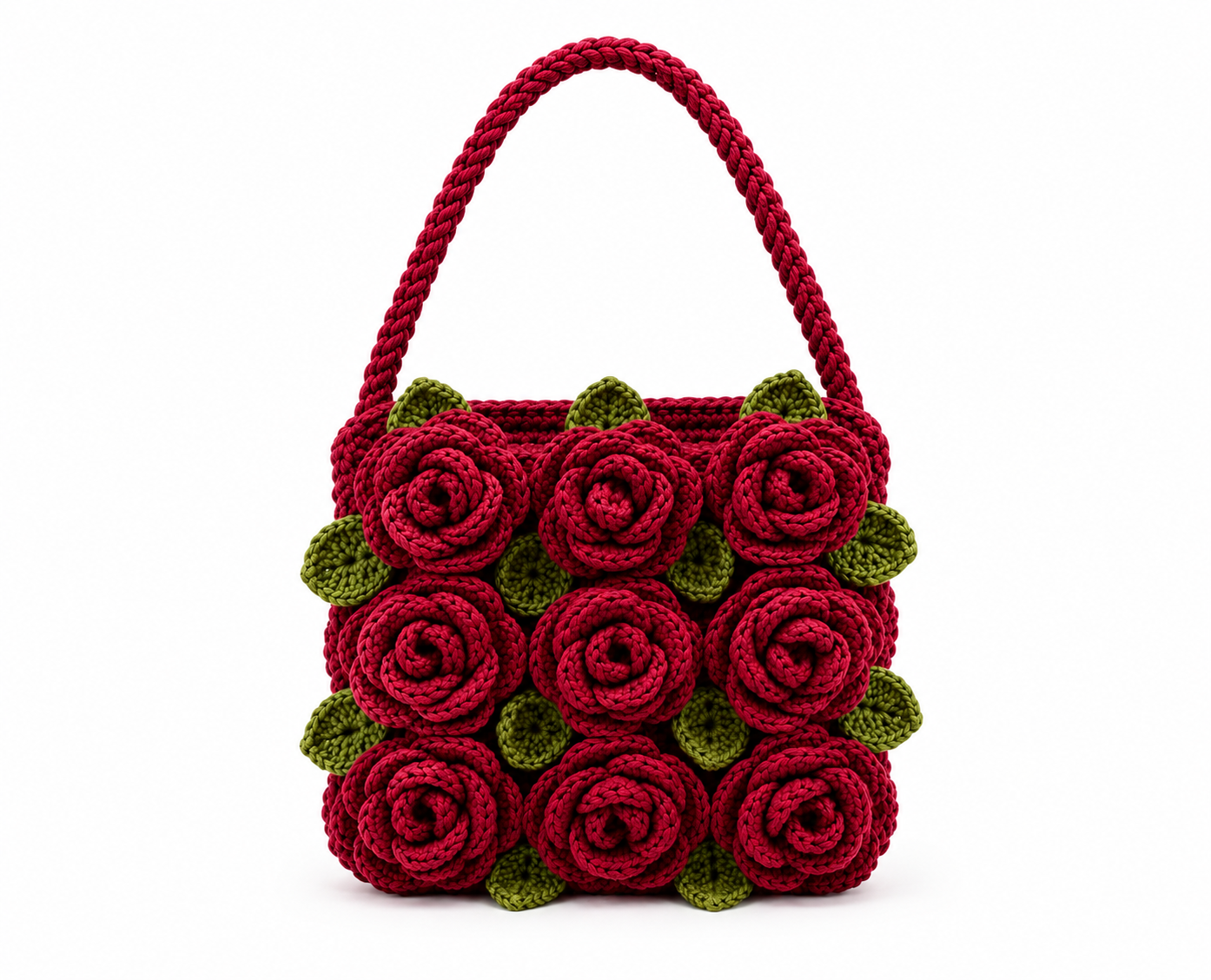 Handcrafted Rose Crochet Bag – detail view