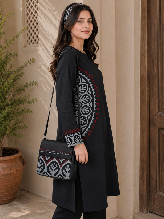 Black Embroidered Kurta with Trouser