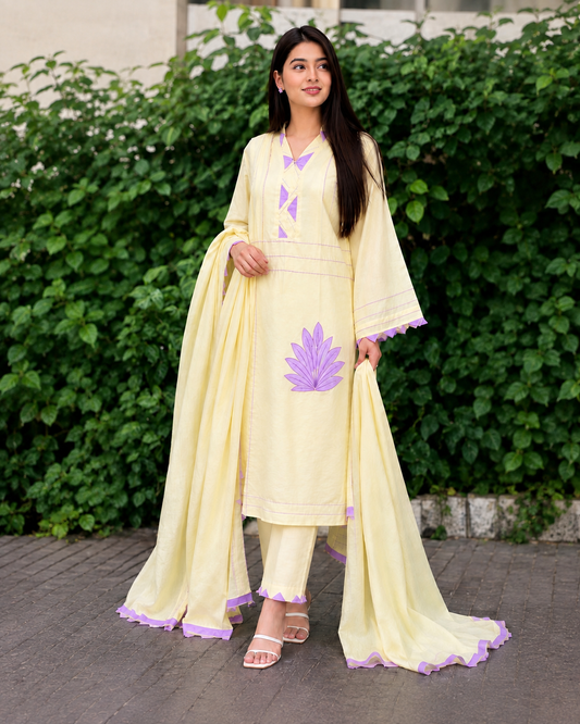 Lemon Lotus Embroidered Suit