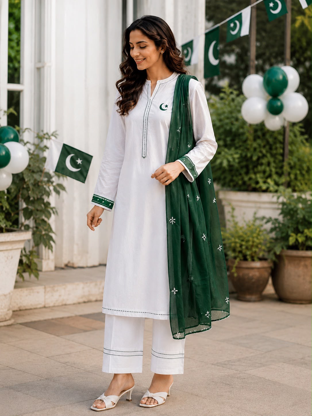Pearl & Emerald Crescent 3-Piece Set