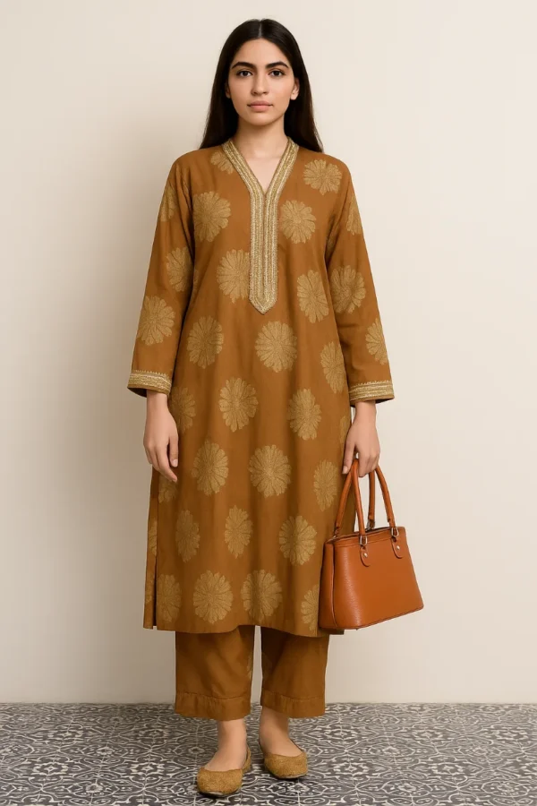 Earthen Muse – Brown Printed Lawn Suit - Image 3