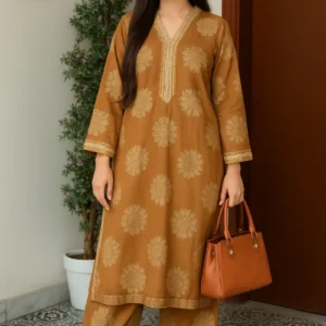 Earthen Muse – Brown Printed Lawn Suit