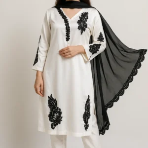 Noir Silk Grace – Women's Festive Ensemble