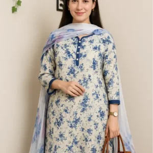 “Blue Sand Harmony” – Chikari Lawn 3-Piece Suit