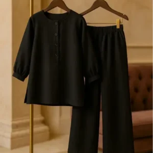 Black Lawn Co-Ord Set – 2 Piece Summer Outfit for Women | Sundazila