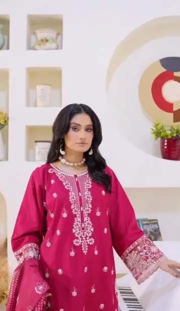 Pink Festive Embroidered Suit – Elegant 3-Piece Ensemble